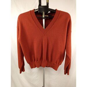Marled Women's Burnt Orange V-Neck Sweater Size Medium